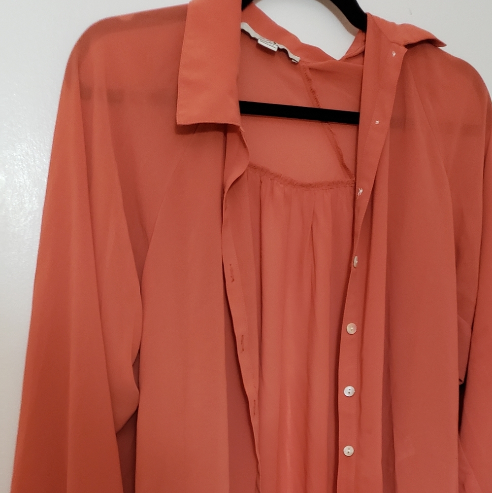 Orange brownish hi-low blouse. F21